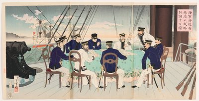Marineoffiziere diskutieren Schlachtstrategien zur Unterwerfung Chinas von Mizuno Toshikata