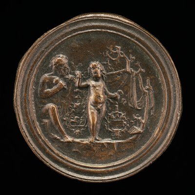 Ein Bildhauer schnitzt eine Statue von Amor, spätes 15. - frühes 16. Jahrhundert von Moderno