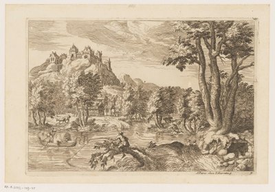 Landschaft mit Anglern, Landschaften nach Tizian (Serientitel) von Moise Jean Baptiste Fouard