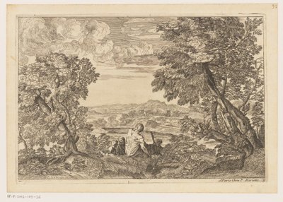 Landschaft mit vier ruhenden Männern (Landschaften nach Tizian, Serientitel) von Moise Jean Baptiste Fouard