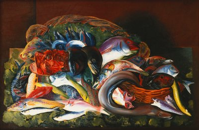 Großes Stillleben mit Fischen von Moise Kisling