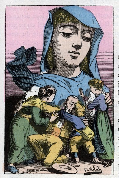 Allegorie der Amnestie im 19. Jahrhundert in „Le Trombinoscope“ von Touchatout, Karikatur von B. Moloch von 1882 (1849-1909). Private Sammlung. von Moloch