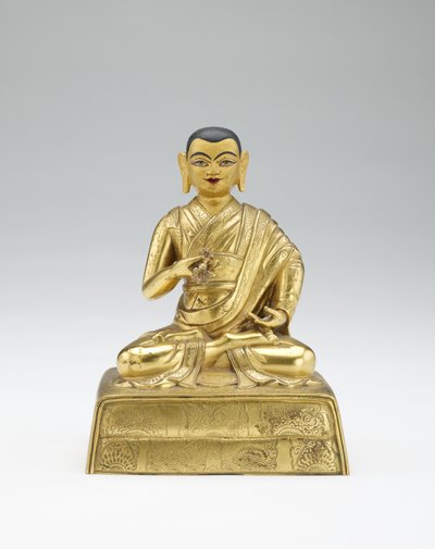 Zwölfter Dalai Lama, Trinlay Gyatso, aus einem Teilset von Lamas und Lehrern, Mitte 19. Jahrhundert von Mongolian School