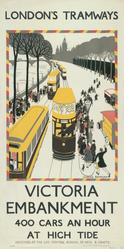 Victoria Embankment, London County Council LCC Straßenbahnplakat, 1926 von Monica Rawlins