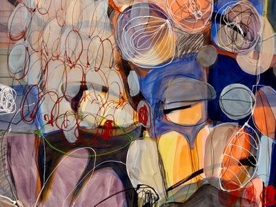Dynamisches Farbenfrohes Abstrakt von Monika Riethmueller