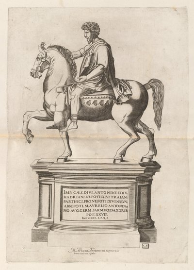 Reiterstatue von Marcus Aurelius von Monogrammist CB after Nicolaus Beatrizet