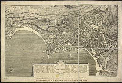 Karte von Neapel, Pianta della citta di Napoli ... M.L. Jolivet ... belin. [sic] et sclp. 1755 von Morise Lewes Jolivet