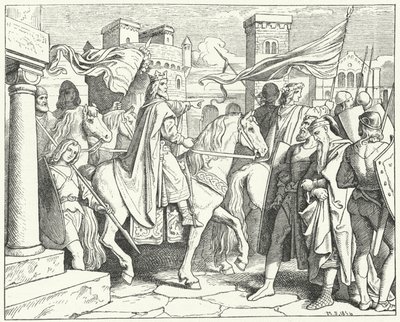 Karl der Große betritt Pavia, 774 (Gravur) von Moritz Ludwig von Schwind