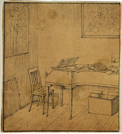Franz Schuberts Zimmer in der Wipplingerstraße, Wien von Moritz Ludwig von Schwind
