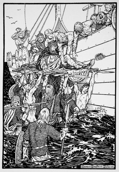 Der sterbende König Haakon wird zu seinem Schiff getragen von Morris Meredith Williams
