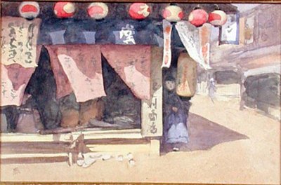Vor einem Teehaus, Japan, ca. 1887-88 von Mortimer Ludington Menpes