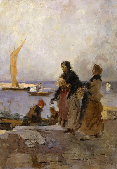 Am Kai von Chioggia; Sul molo di Chioggia von Mose Bianchi