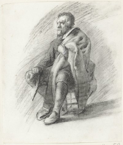 Sitzender bärtiger Mann mit Umhang und Hut von Moses Ter Borch