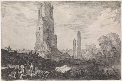 Landschaft mit zwei Obelisken und dem 
