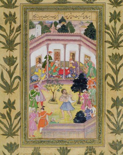 Störung durch einen Verrückten bei einer gesellschaftlichen Zusammenkunft, aus dem Small Clive Album von Mughal School