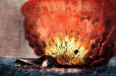 Amerikanischer Bürgerkrieg (1861-1865): Schlacht von Hampton Roads 8.-9. März von N. and Ives J.M. (1824 95) Currier