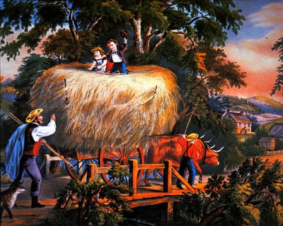 Amerikanisches Landleben: Heuernte - Die letzte Ladung von Currier and Ives