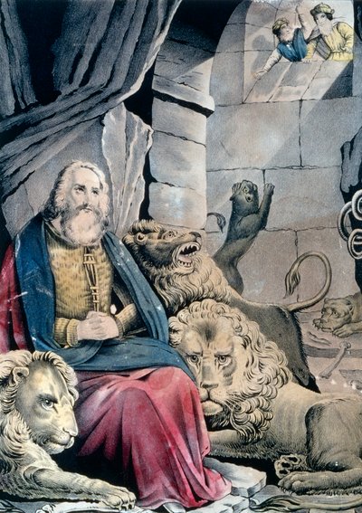 Daniel in der Löwengrube von N. and Ives J.M. (1824-95) Currier