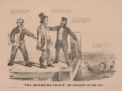 "Die drohende Krise" oder auf frischer Tat ertappt von N. and Ives J.M. (1824-95) Currier