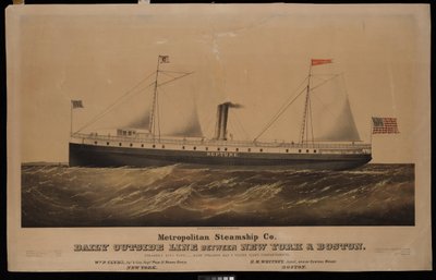 Metropolitan Steamship Co. tägliche Außenlinie zwischen New York & Boston... Neptune von N. and Ives J.M. (1824 95) Currier