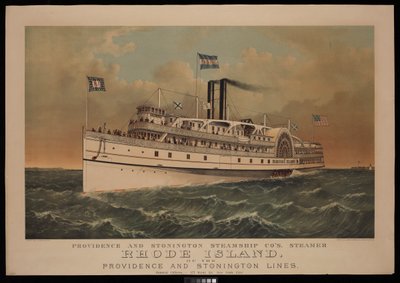 Dampfschiff Rhode Island der Providence and Stonington Steamship Co der Providence and Stonington Lines von N. and Ives J.M. (1824 95) Currier