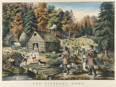 Das Heim des Pioniers an der westlichen Grenze von Currier and Ives
