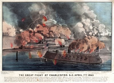Der große Kampf in Charleston S.C. am 7. April 1863 von Currier and Ives