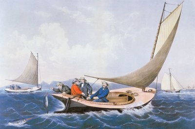 Angeln auf Blauflossen vor der Küste von Maine von Currier and Ives