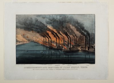 Bombardierung und Eroberung von Fort Henry, Tenn, ca. 1862 von N. and Ives, J.M. Currier