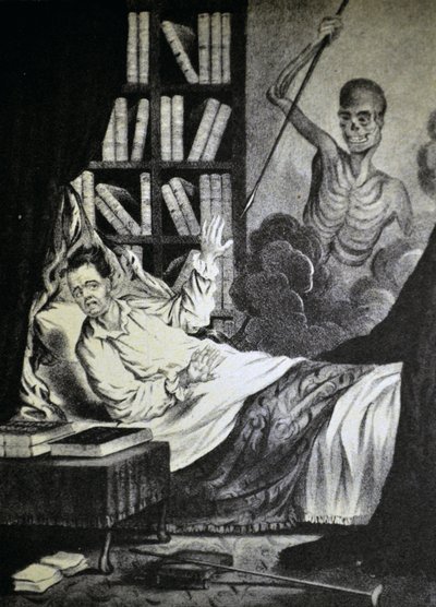 Currier & Ives Illustration 19. Jahrhundert. Der böse Mann in der Todesstunde von N. and Ives, J.M. Currier