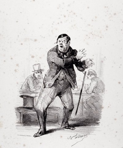Komödianten auf der Bühne. Platte eingefügt im Album "Les Ficelles Dramatiques déroulées von Berthelier de l