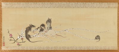 Mäuse auf Reiskuchenblüten von Nagasawa Rosetsu