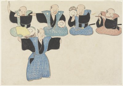 Tänzerin und vier Musiker von Nakamura Hochu
