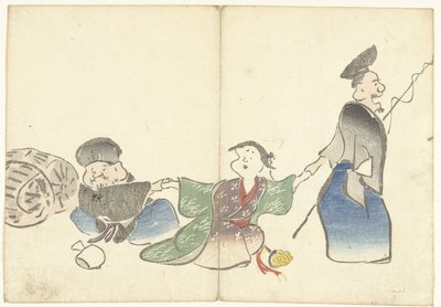 Zwei Glücksgötter und eine Tempeltänzerin von Nakamura Hochu