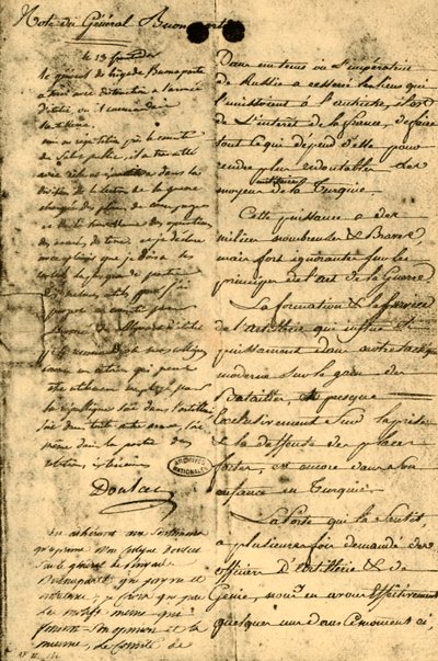 Notiz von General Bonaparte, 13. September 1795, 1921 von Napoleon Bonaparte I