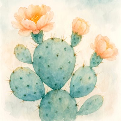 Blühender Aquarellkaktus von Natalie Bruns