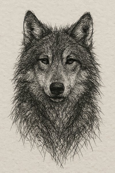 Detaillierte Wolfzeichnung von Natalie Bruns