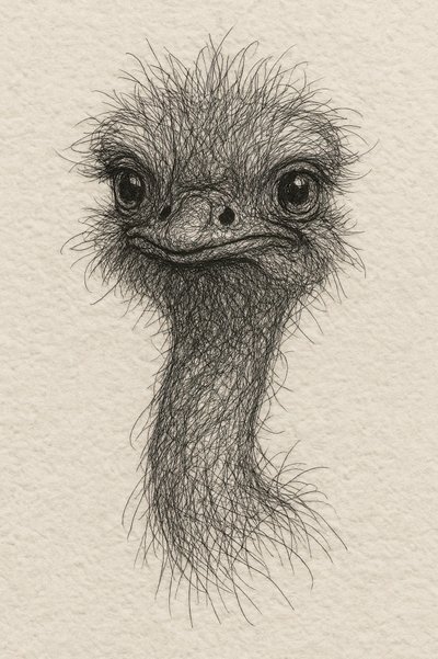 Freundliche Emu-Skizze von Natalie Bruns
