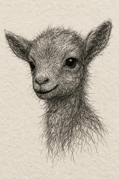 Lächelndes Baby-Ziege von Natalie Bruns
