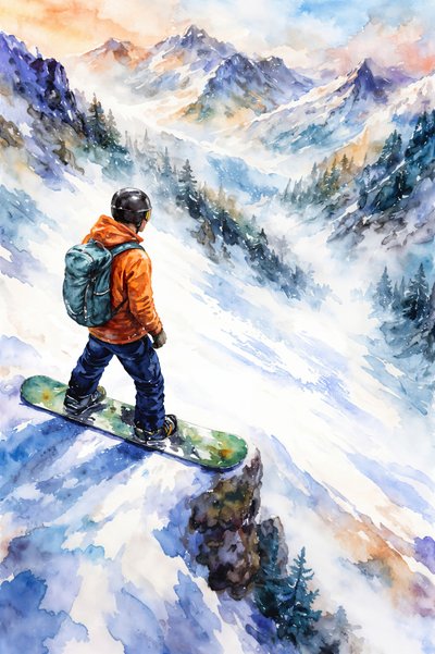 Snowboarder-Bergblick von Natalie Bruns