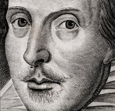 Detail des Porträts von William Shakespeare auf dem Frontispiz von Komödien, Historien und T... von Nathan Benn