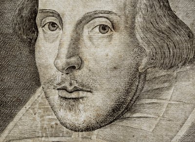 Detail des Porträts von William Shakespeare auf dem Frontispiz von Komödien, Historien, & t... von Nathan Benn