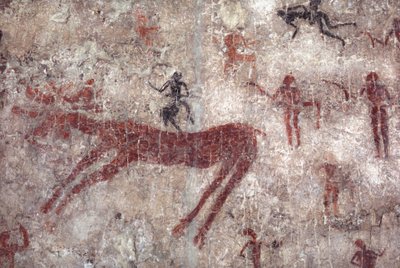 Neolithisches Wandgemälde von Jagd und Jägern in Çatalhöyük von Nathan Benn
