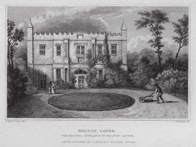 Malton Lodge, der ursprüngliche Eingang zum Malton Castle von Nathaniel (after) Whittock