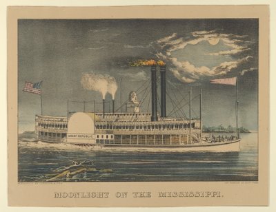 Mondlicht am Mississippi, 1872-74 von Currier and Ives