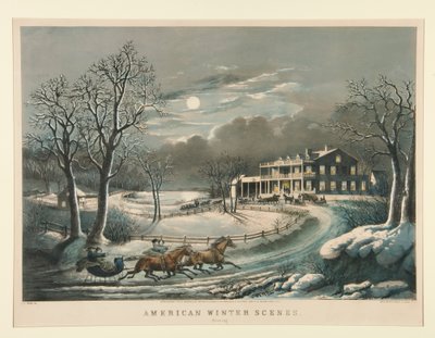 Amerikanische Winterszenen. Abend von Nathaniel Currier