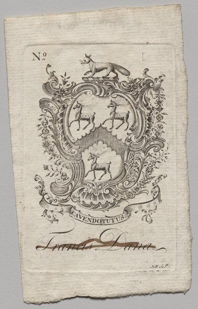 Exlibris: Wappen mit der Inschrift Francis Dana von Nathaniel Hurd