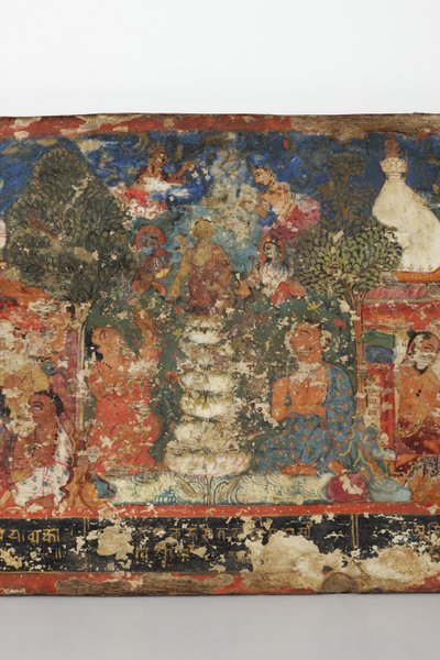 Detail von einem buddhistischen Manuskriptdeckel von Nepalese School