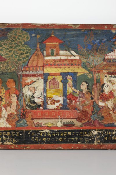(Detail) von einem buddhistischen Manuskriptcover von Nepalese School