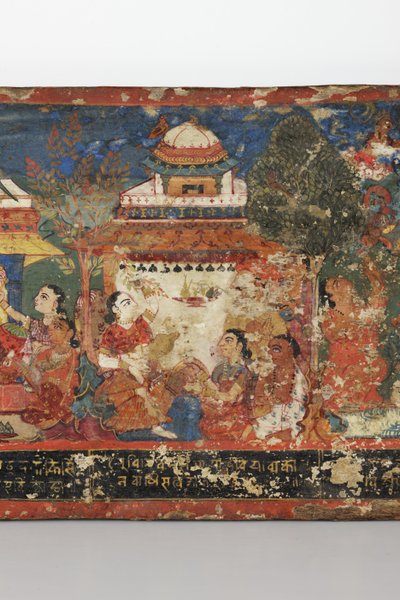 (Detail) von einem buddhistischen Manuskriptcover von Nepalese School